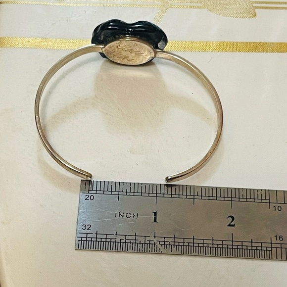 Southwest Signed Sterling  Dichroic Glass Stone Cuff Bracelet Sz 6.25-6.5 - Picture 9 of 11